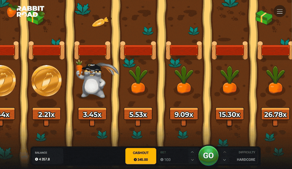 Animazione Rabbit Road - Gioco del coniglio in azione Animazione Rabbit Road - Gioco del coniglio in azione
